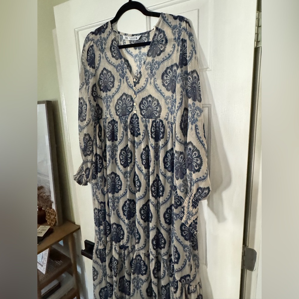NWOT Zara Printed Long Sleeve Dress - Picture 9 of 10